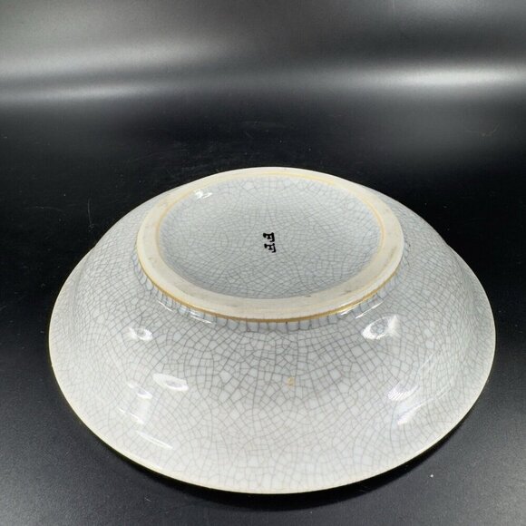 MCM Fitz And Floyd Crackle Finish Ashtray Yellow Center Trinket Dish Plate VTG - Picture 8 of 15